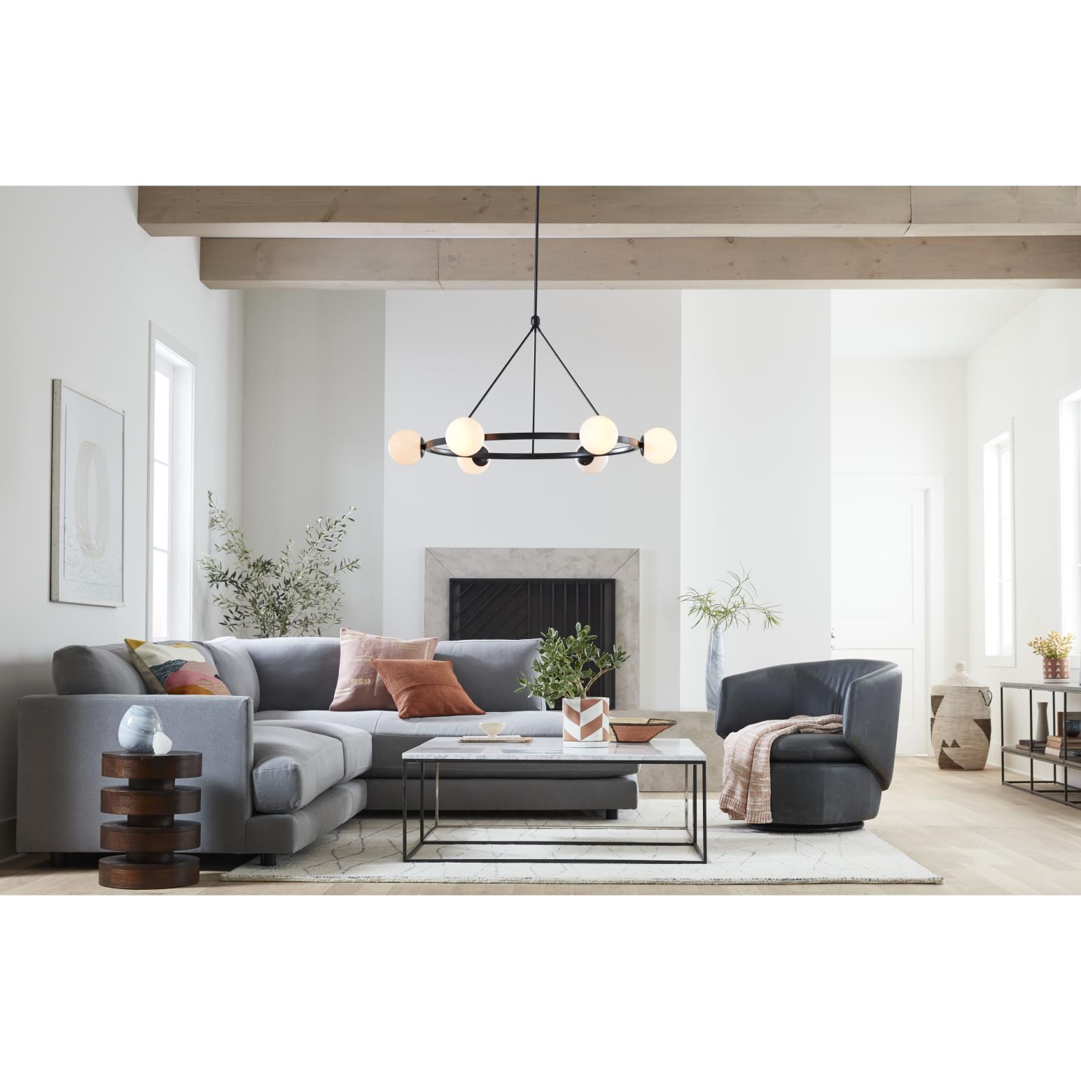 West Elm Pure Chandelier 6 Light Round Dark Bronze
